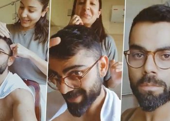 Virat Kohli’s hairstylist wife Anushka Sharma living in Quarantine, hair cut with kitchen scissors (Video)