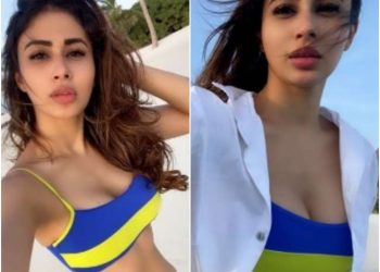 Mouni Roy shared a photo in blue bikini